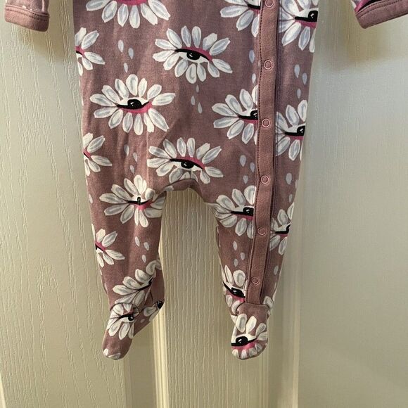 Nordstrom by Cristina Martinez Pink Timber Eye Petals Footie Cotton Size Newborn - Picture 3 of 8